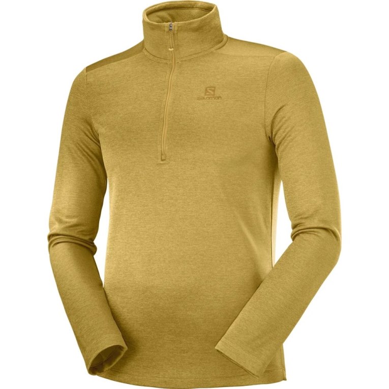 Gold Salomon Essential Lightwarm Seamless Half Zip Men's Sweatshirt | PH 95724C